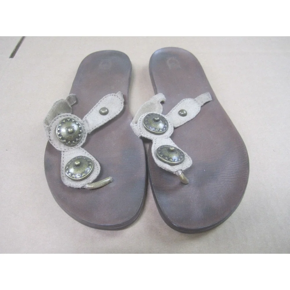 Mossimo‎ Sandals Womens 6 Brown Medallion Thong Flip Flops Casual